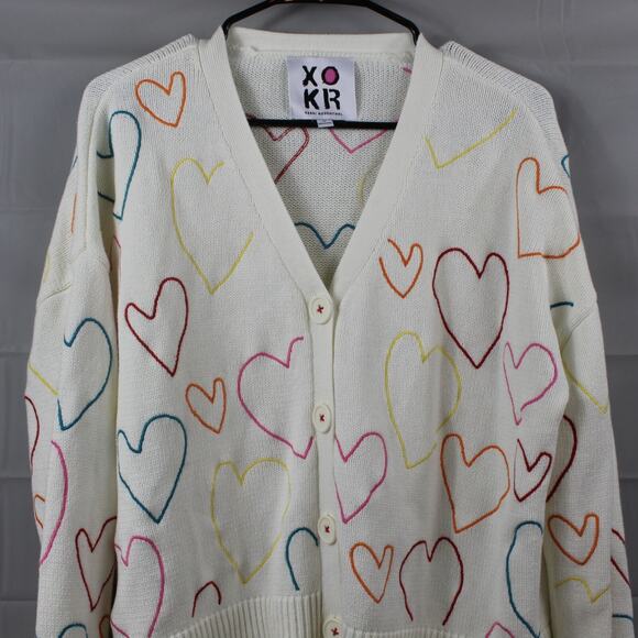 Kerri Rosenthal XOKR Sweater Women Small Rainbow Heart Artsy Whimsical Soft Girl - Picture 3 of 13
